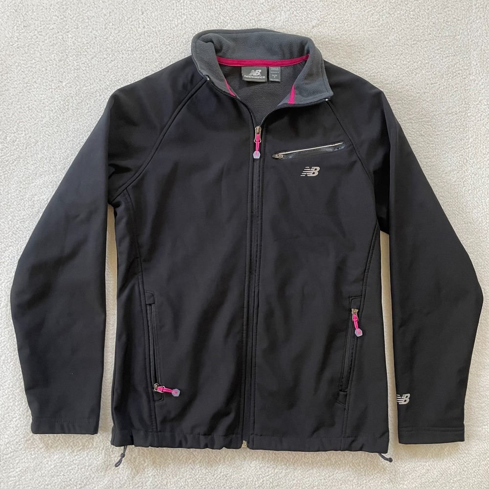 New Balance Womens‎ Small Softshell Jacket Black Fleece Lined Full Zip L1388